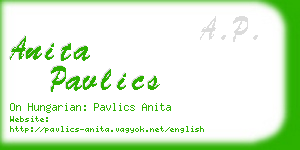 anita pavlics business card